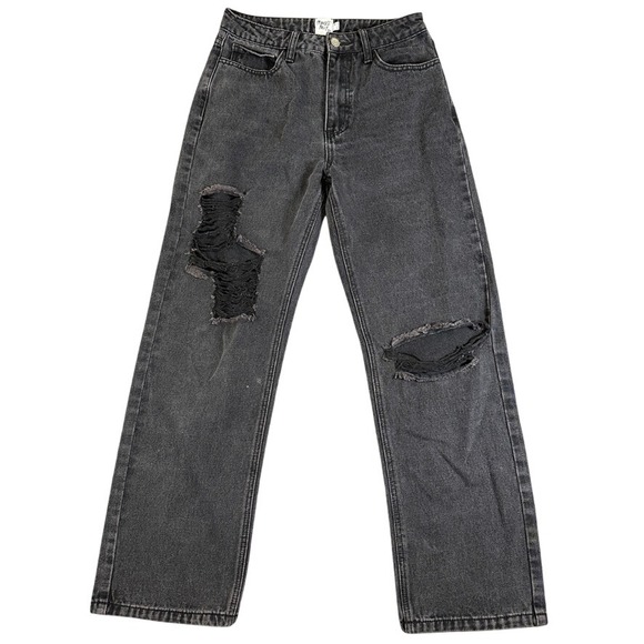 Princess Polly Denim - Princess Polly Washed Black High Waisted Cotton Denim Jeans US 4 RN 139867